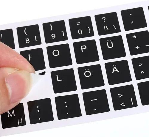 Miniatura 4 de PATIKIL Adhesivos alemanes para teclado, paquete de 4 fundas universales de repuesto para teclado liso para computadora de escritorio, fondo negro
