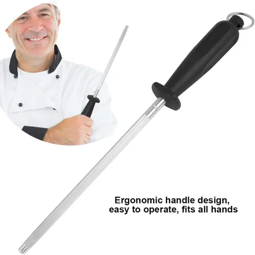 Miniatura 3 de Afilador de cuchillos de acero inoxidable, afilador de mango para chefs, cuchillos de acero, herramienta de varilla de afilado de cocina, 1 unidad