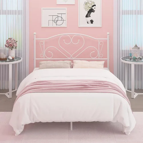 Miniatura 10 de Weehom Base de cama individual con cabecero, plataforma de metal resistente debajo de la cama, espacio de almacenamiento fácil de montar para niños