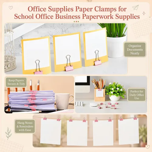 Miniatura 5 de Yexiya 300 Pcs Small Binder Clips Sturdy 0.75 Inch Pink Paper Med Clips Office Supplies Paper Clamps for Office Teachers Students School Business