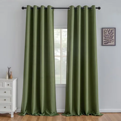 Miniatura 93 de IGEMAEVE Cortinas 100% opacas de 108 pulgadas de largo para dormitorio, juego de 2 paneles de cortinas opacas con bolsillo para barra y pestaña