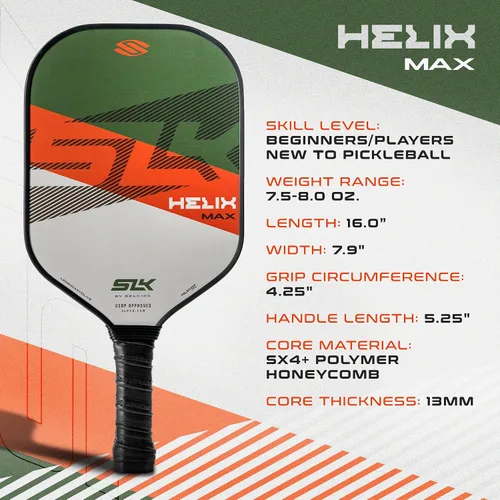 Miniatura 8 de Selkirk Sport SLK Helix Pro Paleta de Pickleball Paletas de Pickleball de Fibra de Carbono Termoformada con Cara Híbrida de Fibra de Carbono