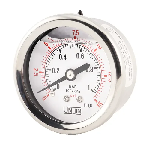 Miniatura 7 de Serie P251 Dial de 2 pulgadas, manómetro lleno de aceite con internos de latón, 0-15 PSI/kPa, ± 1.6% de precisión, 1/4 pulgadas NPT, montaje trasero