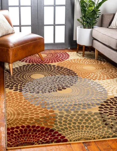 Unique Loom Barista Collection Alfombra de área - Java (7' 1" x 10' Rectángulo, Beige/Negro)