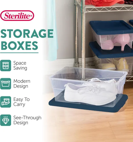 Miniatura 3 de Sterilite - Contenedores de almacenamiento apilables de 6 cuartos de galón para el hogar con asas y tapa para almacenamiento y organización
