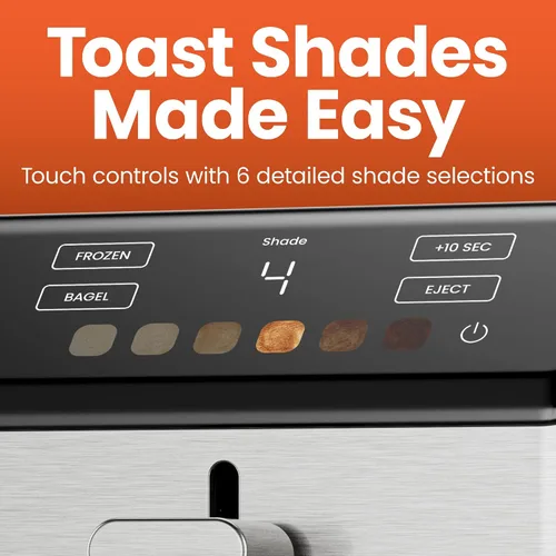 Miniatura 4 de Chefman Smart Touch - Tostadora digital de 2 rebanadas, 6 configuraciones de tostado, controles de pantalla táctil, ranuras extra anchas para panes