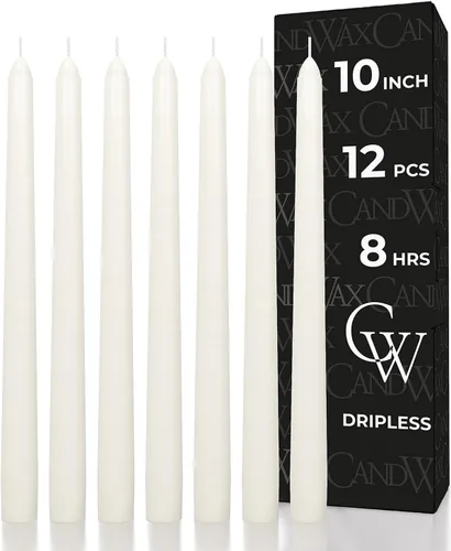 Miniatura 59 de CANDWAX Paquete de 12 velas cónicas rojas – Velas rectas sin goteo de combustión lenta sin perfume de 12 pulgadas – Ideal para mesa de comedor – Rojo
