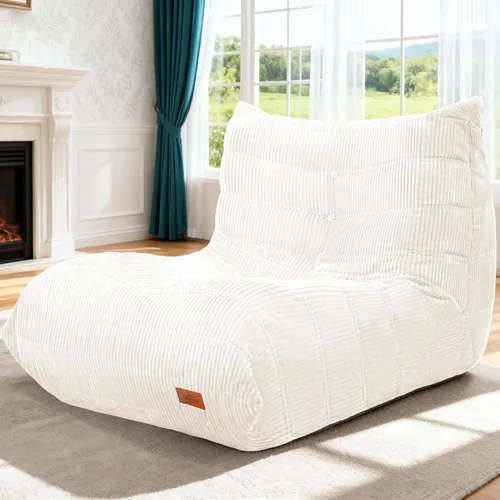Miniatura 37 de Puf para adultos, silla puf grande, sillón con relleno de espuma viscoelástica para el hogar, apartamento o sala de juegos, gris afelpado Felpa gris