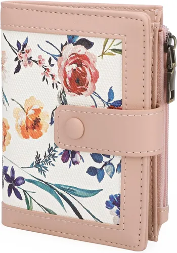Miniatura 13 de GOIACII - Cartera pequeña para mujer con bloqueo RFID, piel auténtica, compacta, de dos pliegues, con soporte para tarjetas y bolsillo