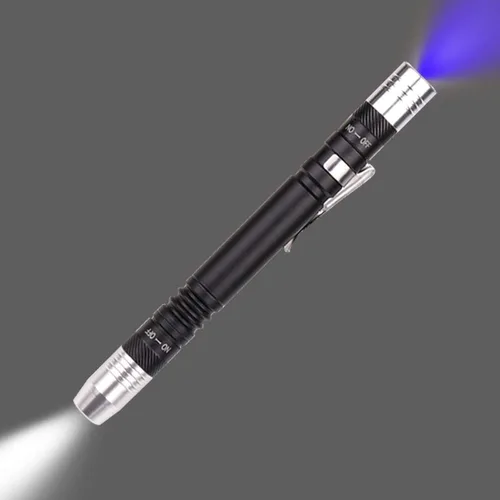 Pluma Detector de Luz Antorcha Ultra Violeta Antorcha Blanco Púrpura para Prueba Mini Pen Linterna UV 395nm 2 en 1 Linterna UV LED Penlight Luz