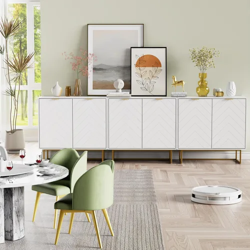 Miniatura 15 de Scurrty - Armario aparador de 80 cm en negro con almacenamiento, gabinete con puertas y estante ajustable para sala de estar y cocina