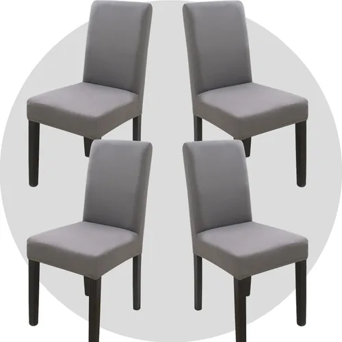Miniatura 27 de Juego de 6 fundas elásticas para sillas de comedor, color blanco hueso, elásticas, lavables, extraíbles para cocina, hotel, restaurante Blanco roto