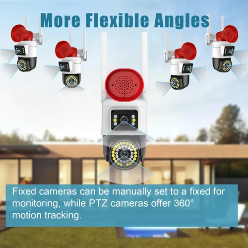 Miniatura 7 de Cámara de seguridad para exteriores de 4MP con doble lente y visión nocturna con foco de iluminación, seguimiento de movimiento con giro y Blanco