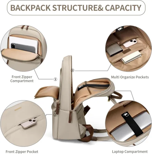 Miniatura 4 de GOLF SUPAGS Mochila para laptop para mujer, bolsa delgada para computadora, trabajo, viajes, universidad, mochila para portátil de 14 pulgadas