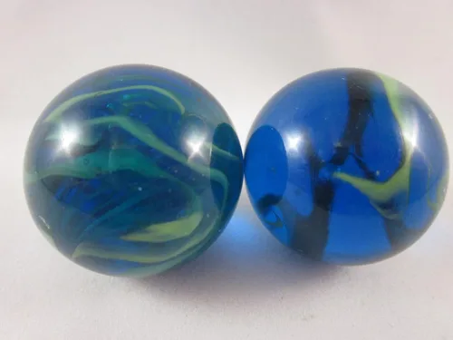Miniatura 4 de Juego de 2 tortugas marinas de 1.378 in roca translúcida azul/verde remolino grande tirador mármol de vidrio sólido decoración acuario relleno