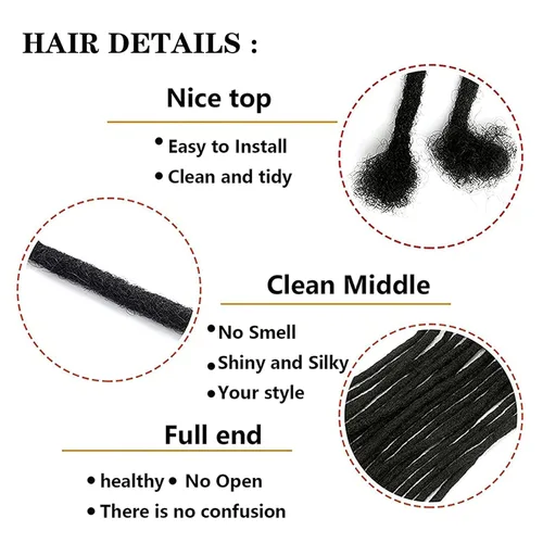 Miniatura 3 de Extensiones Loc de 10 pulgadas de grosor de cabello humano de 10 pulgadas, 10 hebras, extensiones de rastas de cabello humano para mujeres