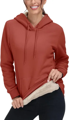 Miniatura 83 de MAGCOMSEN Sudaderas con capucha para mujer, con forro de sherpa, de vellón, para invierno, cálido, pesado, de algodón, con bolsillo