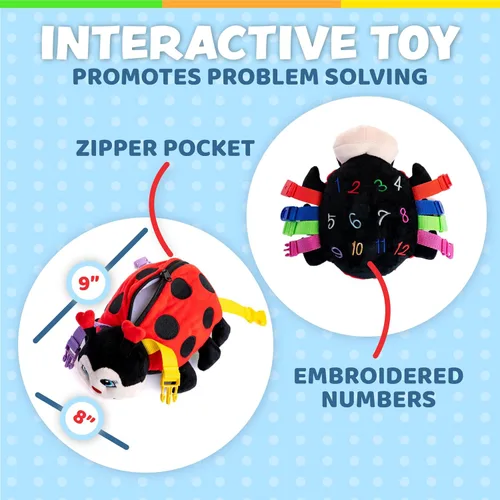 Miniatura 4 de Buckle Toys - Becky Ladybug - Juguete de procesamiento sensorial de actividad de aprendizaje Montessori - Desarrolla habilidades motoras