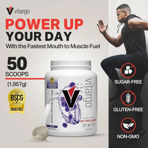 Miniatura 2 de Vitargo Polvo de carbohidratos Alimenta glucógeno muscular 2 veces más rápido 4.4 libras de uva antes del entrenamiento y después