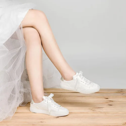 Miniatura 3 de JIAJIA 8834A Zapatos de boda Zapatillas de novia Pisos Zapatos de tenis de novia Zapatillas de deporte de encaje - Personalización personalizada