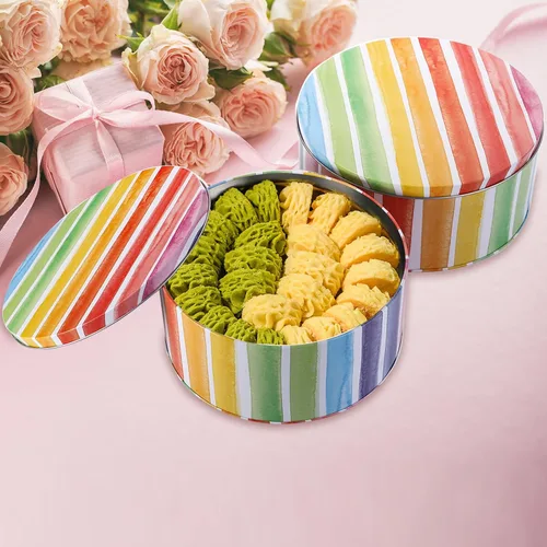 Miniatura 9 de Yopay Paquete de 3 latas de galletas, latas redondas de regalo para hornear pasteles para almacenar pasteles, suministros de manualidades, Pascua