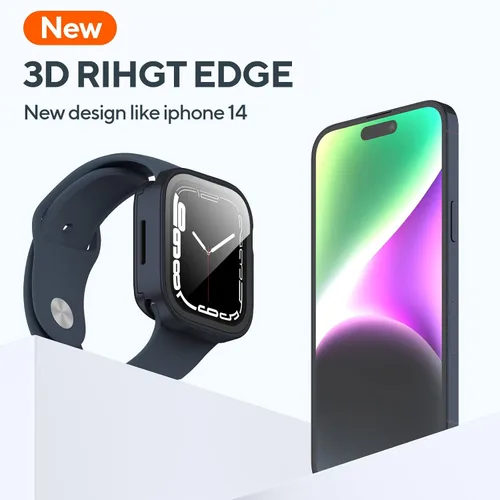 Miniatura 2 de Paquete de 2 fundas impermeables de 2 en 1 para Apple Watch Series 9 8 7 de 41 mm, parachoques frontal y trasero de PC de borde recto con protector