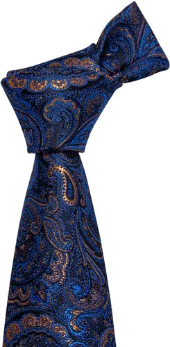 Miniatura 166 de Barry.Wang - Juego de corbata de seda para hombre, diseño de cachemira, pañuelo y gemelos de bolsillo