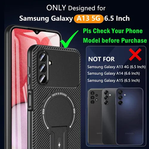 Miniatura 7 de Funda OWKEY Samsung Galaxy A13 5G, Funda Magnética para Teléfono con Soporte y Protector de Pantalla, Funda Protectora Antihuellas y a Prueba de A13