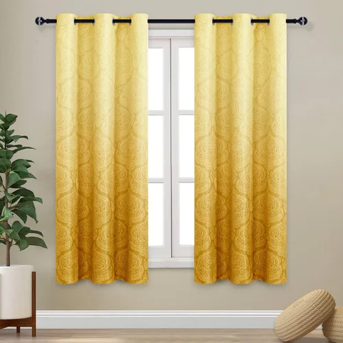 Miniatura 45 de DWCN - Cortinas blackout para dormitorio, diseño de damasco con aislamiento térmico y ojales, para sala de estar, juego de 2 paneles de cortina Gris