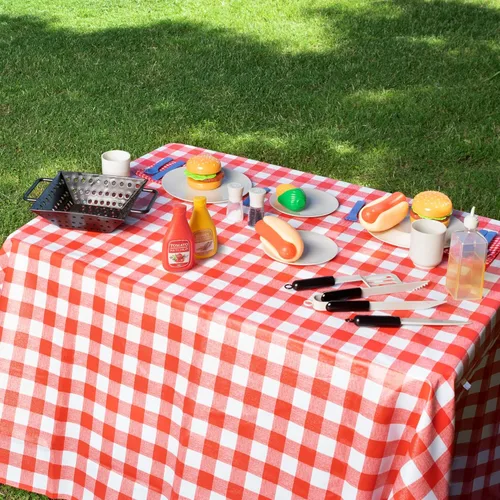 Miniatura 6 de 27 piezas de juego de parrilla de barbacoa para niños, juguete de parrilla de barbacoa de patio trasero, juego de juguetes de parrilla para niños