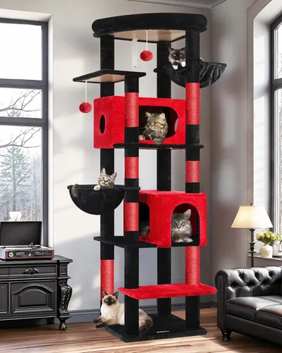 Miniatura 9 de Globlazer Árbol para gatos resistente, torre resistente de 74 pulgadas para gatos grandes y adultos, árbol grande para gatos con 7 postes rascadores