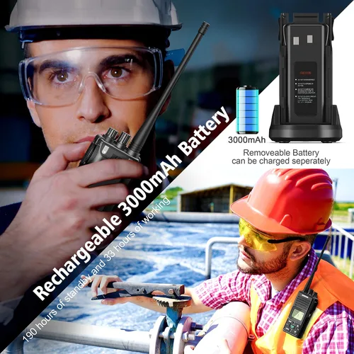 Miniatura 6 de SAMCOM FPCN10A - Radio bidireccional de 3000 mAh, alta capacidad, larga duración, Walkie Talkies, resistente, con auricular de llamada grupal, base