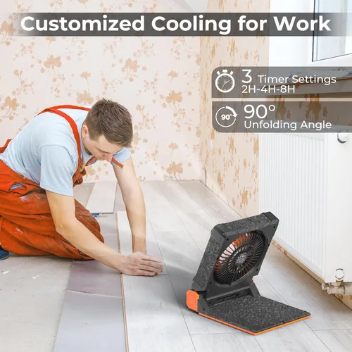 Miniatura 5 de KITWLEMEN Ventilador solar de campamento mejorado con linterna, ventilador de batería recargable, tiempo de funcionamiento máximo de 36 horas, 4