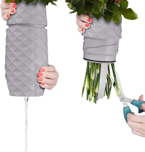 Miniatura 7 de Jarrón Amaranto – Diseño único para un fácil drenaje del agua y acceso al tallo – Mezcla de plástico y mármol resistente a los impactos – El jarrón