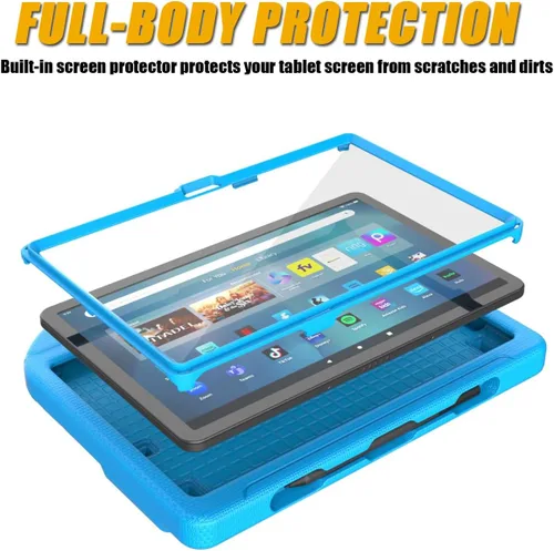 Miniatura 4 de Funda para tablet Amazon Fire Max 11 para niños (13ª generación, versión 2023), ligera, a prueba de golpes, con asa y soporte para tablet Kindle Azul