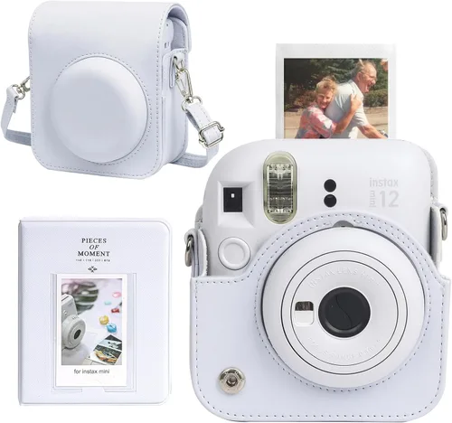 Miniatura 10 de CAIYOULE Funda para cámara para Fujifilm Instax Mini 12 cámara de película instantánea, bolsa cruzada protectora de cuero para cámara Fuji Mini 12