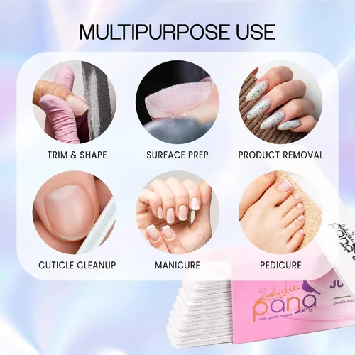 Miniatura 7 de PANA Lima de uñas Emery Jumbo de doble cara para manicura, pedicura, uñas naturales y acrílicas, color blanco (grano 80/80), paquete de 50
