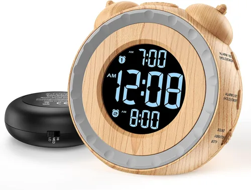 Miniatura 10 de uscce Reloj despertador fuerte dual con agitador de cama - Atenuador 0-100%, reloj despertador vibratorio para personas que duermen pesadas