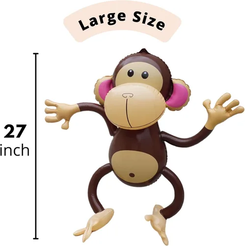 Miniatura 7 de Monos inflables (paquete de 2) monos grandes de 27 pulgadas inflables para decoración de selva, decoraciones de cumpleaños de selva, suministros