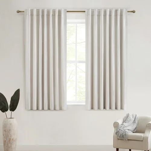 Miniatura 51 de Cortinas opacas extraanchas, 2 paneles para puertas corredizas de vidrio, moderna mezcla de lino plisado pesado, piso a techo, ventanas grandes, 70