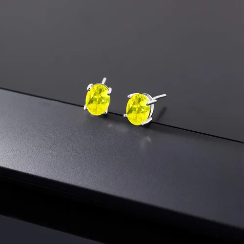 Miniatura 57 de Gem Stone King Aretes de oro de 14 quilates con piedra natal ovalada de 0.315 x 0.236 in Aretes de oro para mujer