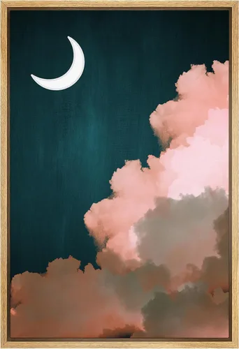 Miniatura 44 de SIGNWIN Lienzo enmarcado para pared, nubes blancas sobre el mar azul marino, pintura al óleo del océano costero, primer plano abstracto, moderno