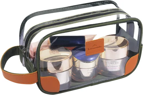 Miniatura 10 de Lermende Neceser de aseo transparente, kit de afeitado transparente para hombre, bolsa de aseo de viaje con correa de mano, organizador unisex