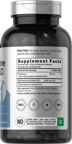 Miniatura 2 de Horbäach Sulfato de Glucosamina 2KCI con Potasio 3000mg 240 Cápsulas Suplemento sin OMG y sin gluten