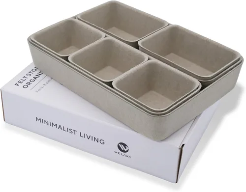 Miniatura 13 de Welaxy Organizadores de cajones, contenedores, divisores, bandejas de almacenamiento, caja de organización poco profunda para suministros
