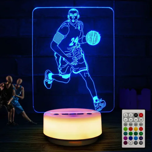Miniatura 8 de Luz nocturna de baloncesto para niños, regalo para amantes del baloncesto con control remoto y táctil inteligente, 16 colores cambiantes, lámpara
