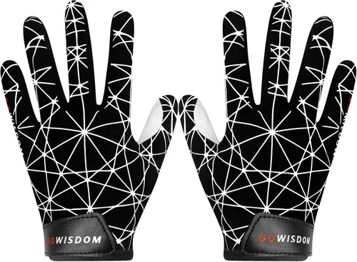 Miniatura 11 de Guantes de fútbol americano para niños, guantes receptores de fútbol americano juvenil, excelente agarre con silicona adhesiva, antideslizantes