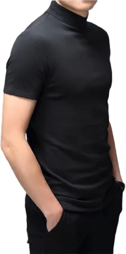 Miniatura 2 de Rela Bota Camisetas de moda para hombre, ropa interior térmica, camisetas de media manga corta de cuello alto, ajuste delgado, básicas