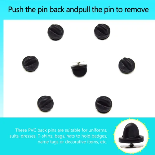 Miniatura 4 de Juego de 200 unidades/100 pines de goma de 0.394 pulgadas con pines de metal en blanco, tapa para pines de solapa, broches, corbatas, sombreros