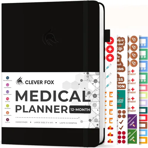 Miniatura 9 de Clever Fox Agenda médica grande de 12 meses – Cuaderno médico, diario de salud, diario de bienestar para rastrear la salud – 12 meses, 7 x 10.5